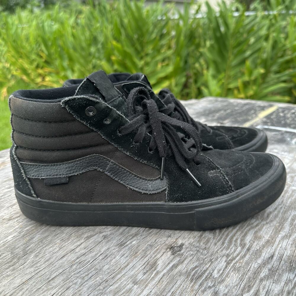 Vans Sk8-Hi Pro Men’s 9.5 Triple Black Skate Shoes PopCush Insoles BP